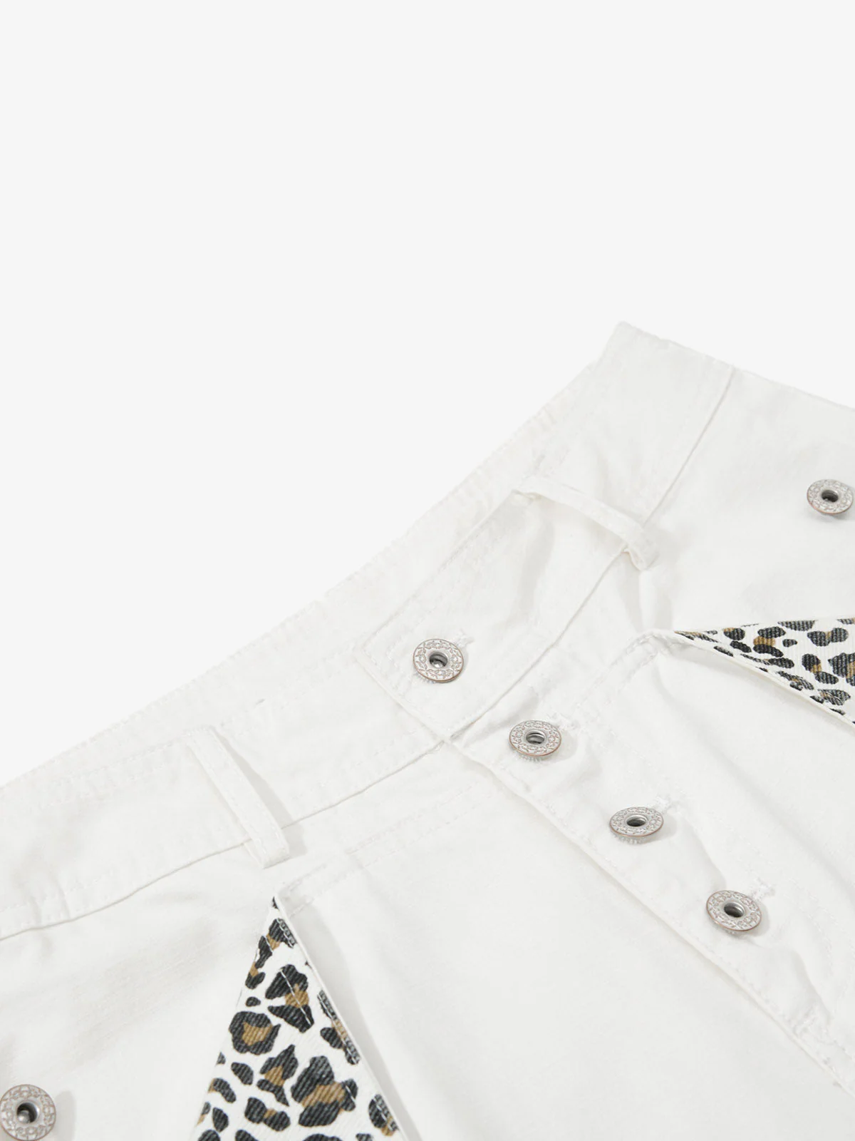 Vintage Patchwork Leopard Pocket Wide Leg Cargo Pants - Image 5