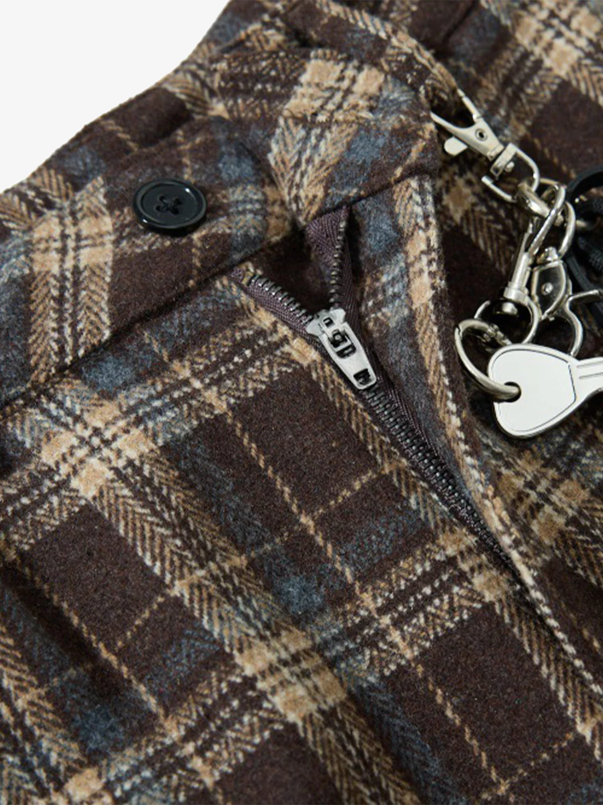 Vintage Plaid Pleated Multi-Pocket Cargo Casual Pants - Image 9
