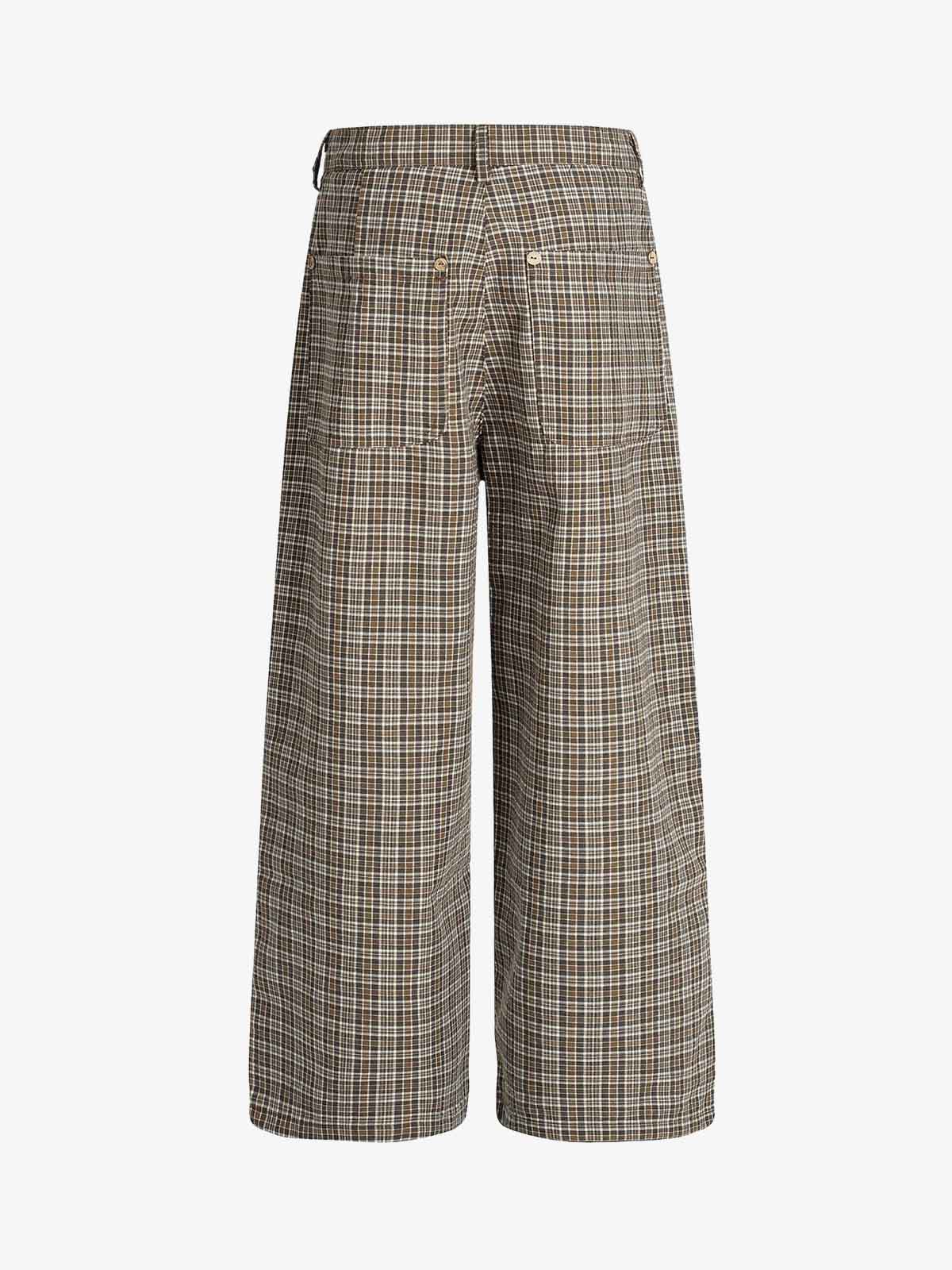 Vintage Plaid Pleated Wide Leg Pants - Image 2