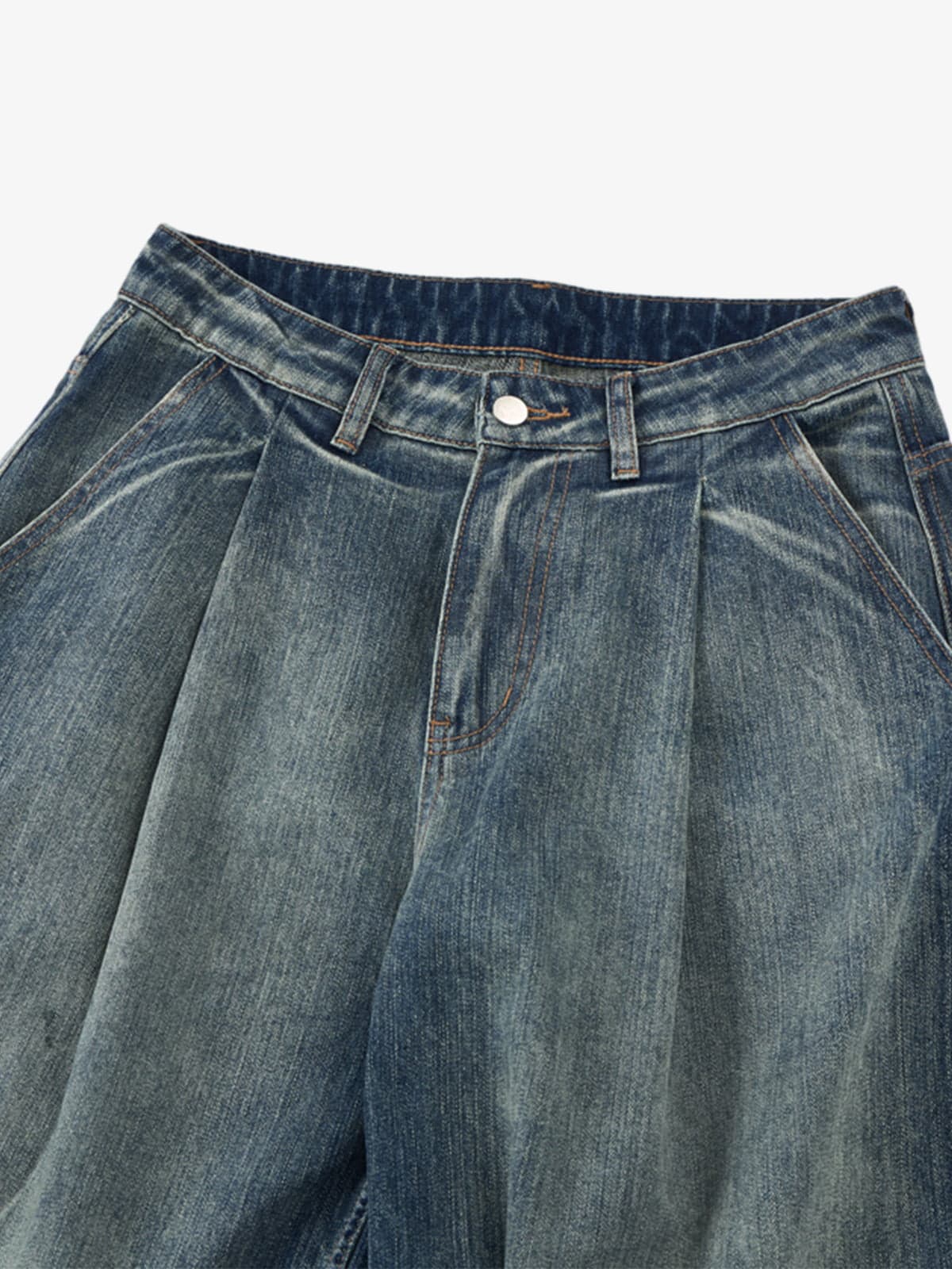 Vintage Pleated Fade Baggy Jeans - Image 3