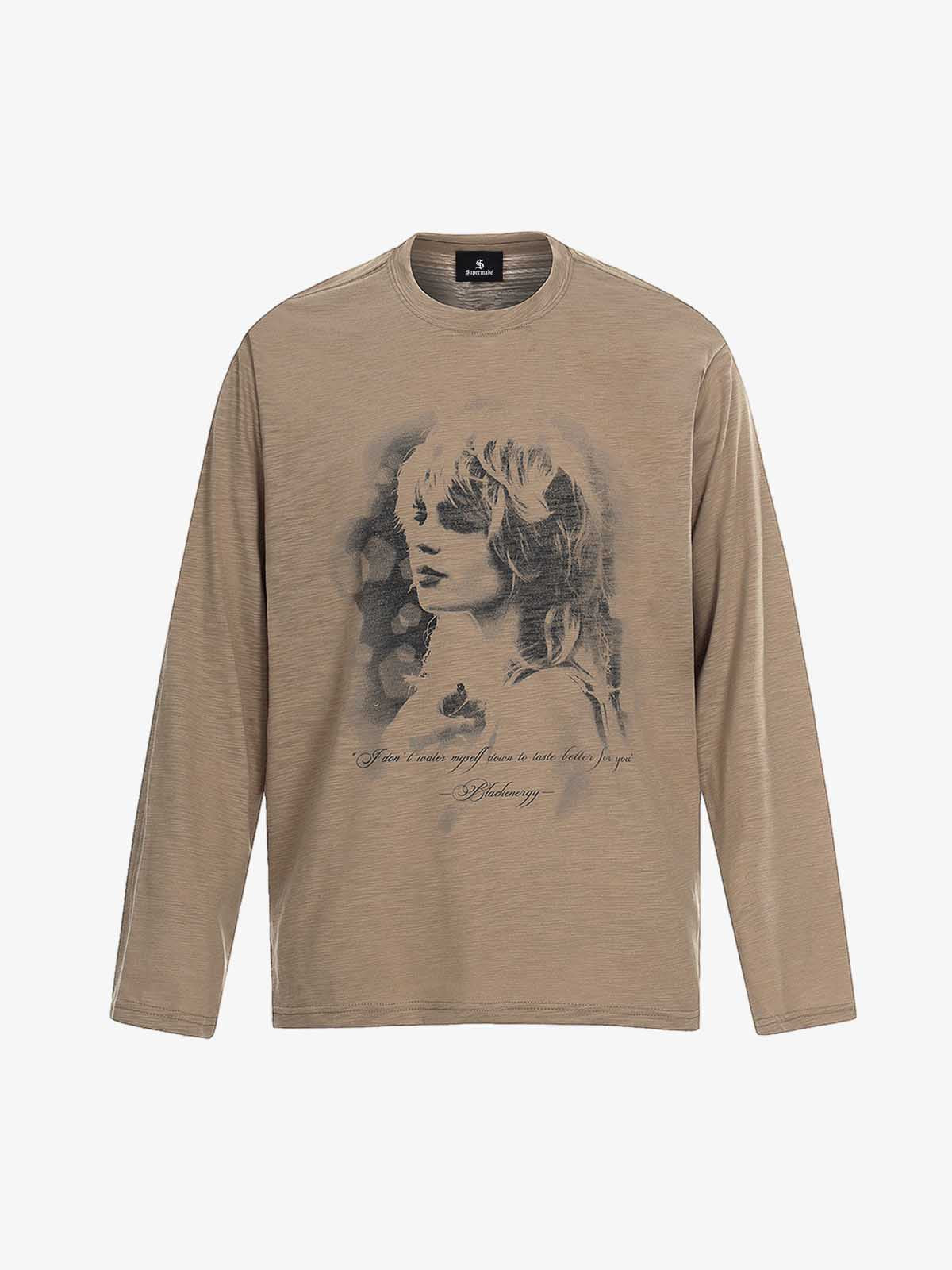 Vintage Portrait Graphic Long Sleeve T-Shirt - Image 2