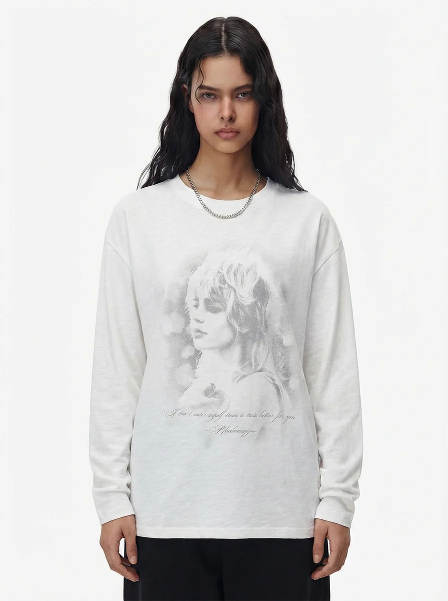 Vintage Portrait Graphic Long Sleeve T-Shirt - Image 3
