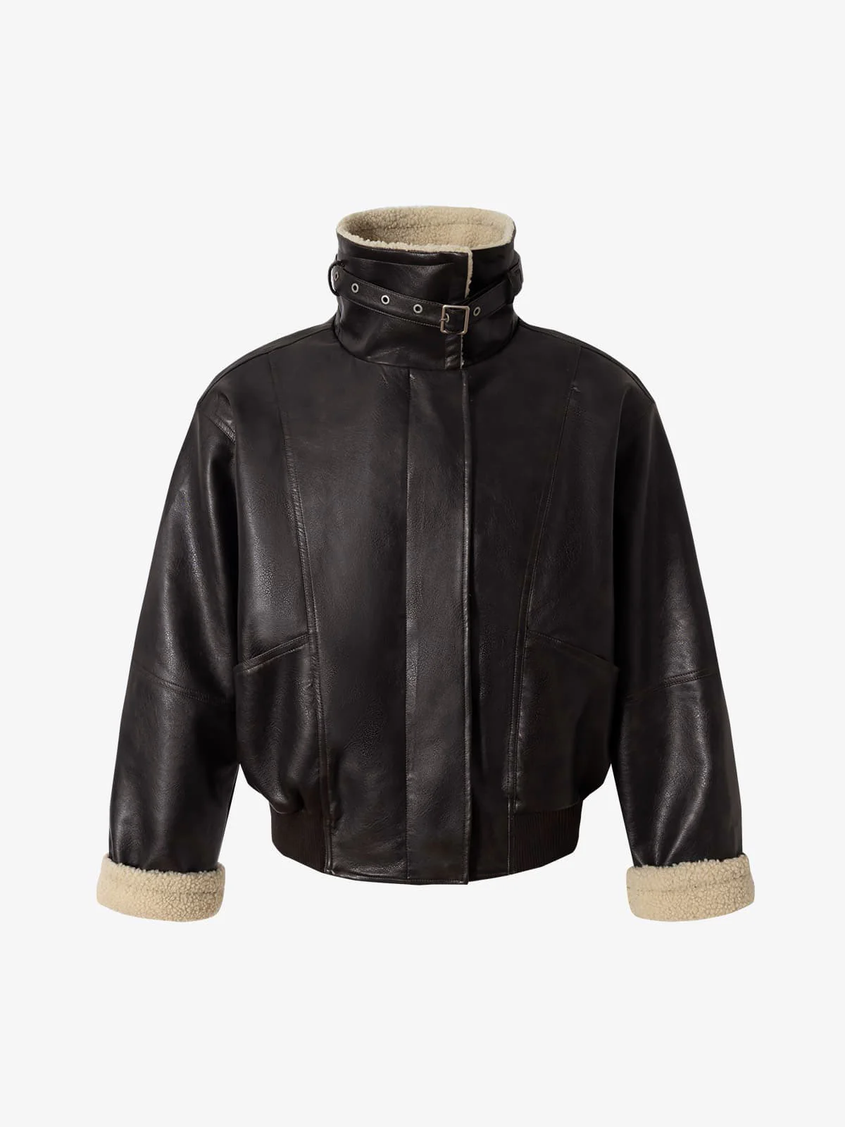Vintage Shearling Collar Quilted Leather Jacket - Image 11