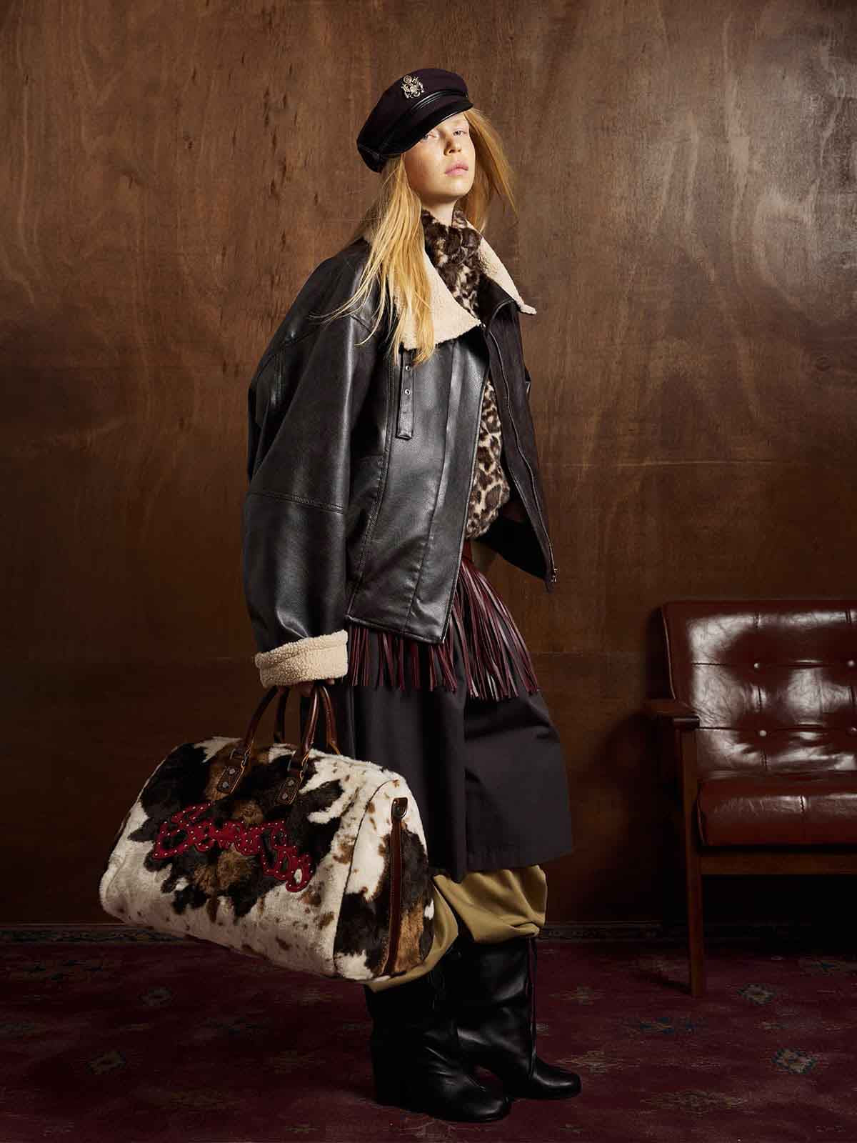 Vintage Shearling Collar Quilted Leather Jacket - Image 4