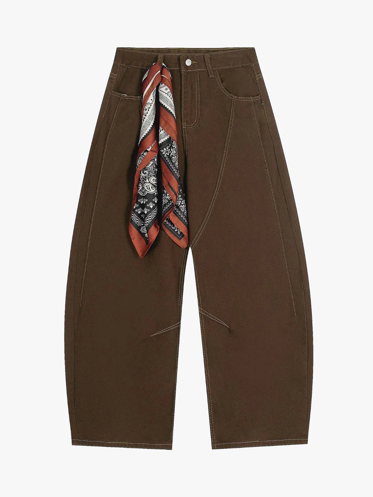 Vintage Silk Scarf Tie Detail Barrel Jeans - Image 2