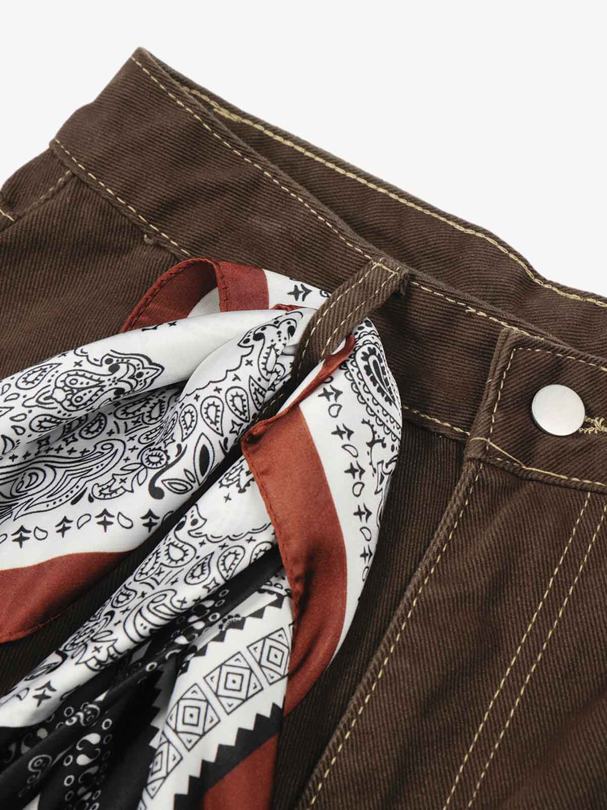 Vintage Silk Scarf Tie Detail Barrel Jeans - Image 4