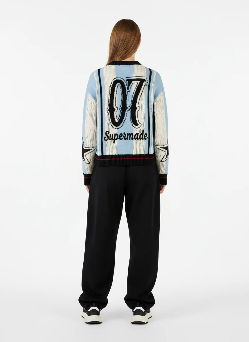 Vintage Sporty Crochet Hollow-knit Cropped Sweater - Image 4
