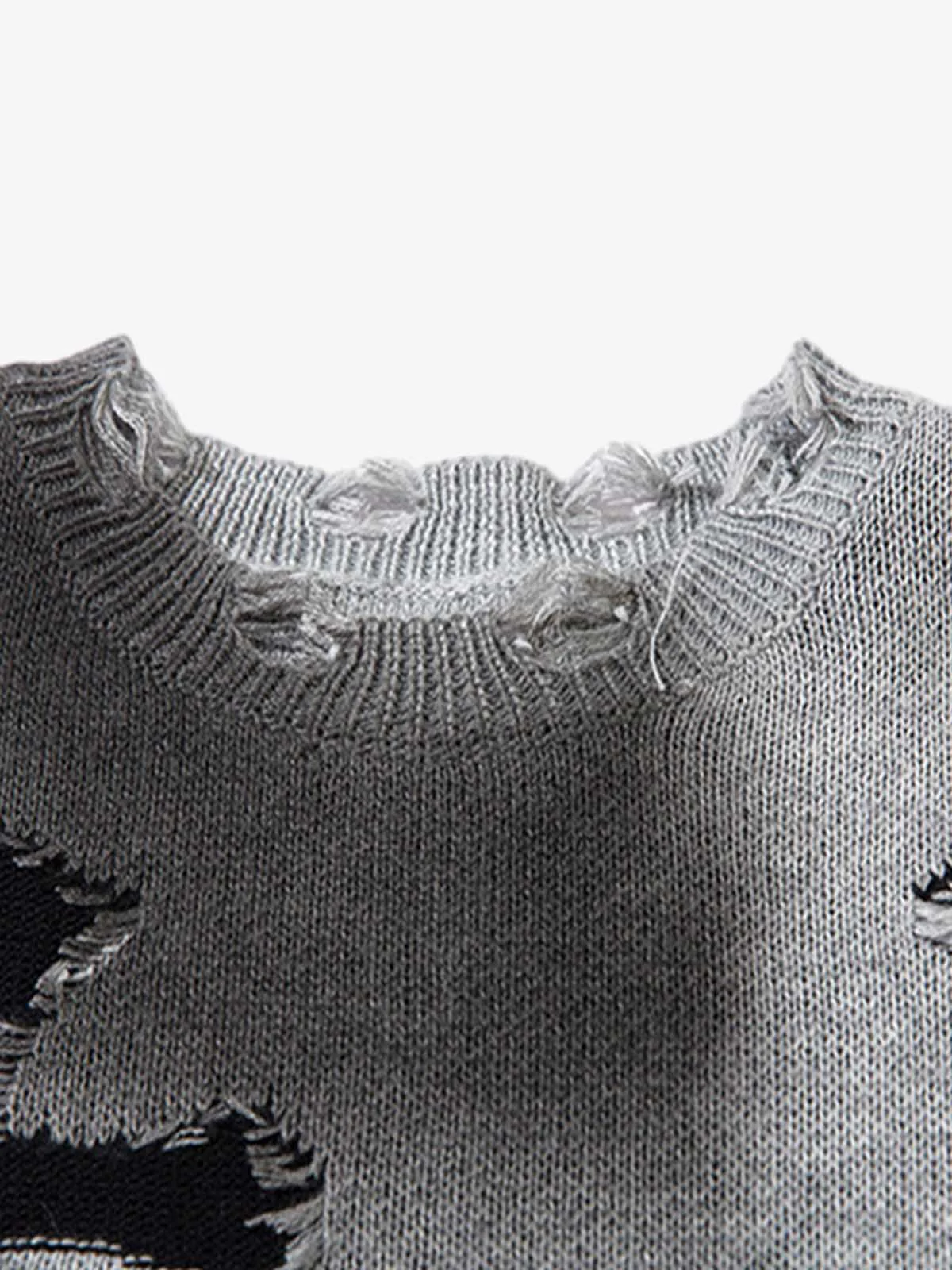 Vintage Spray-Painted Cross Hole Knit Sweater - Image 14