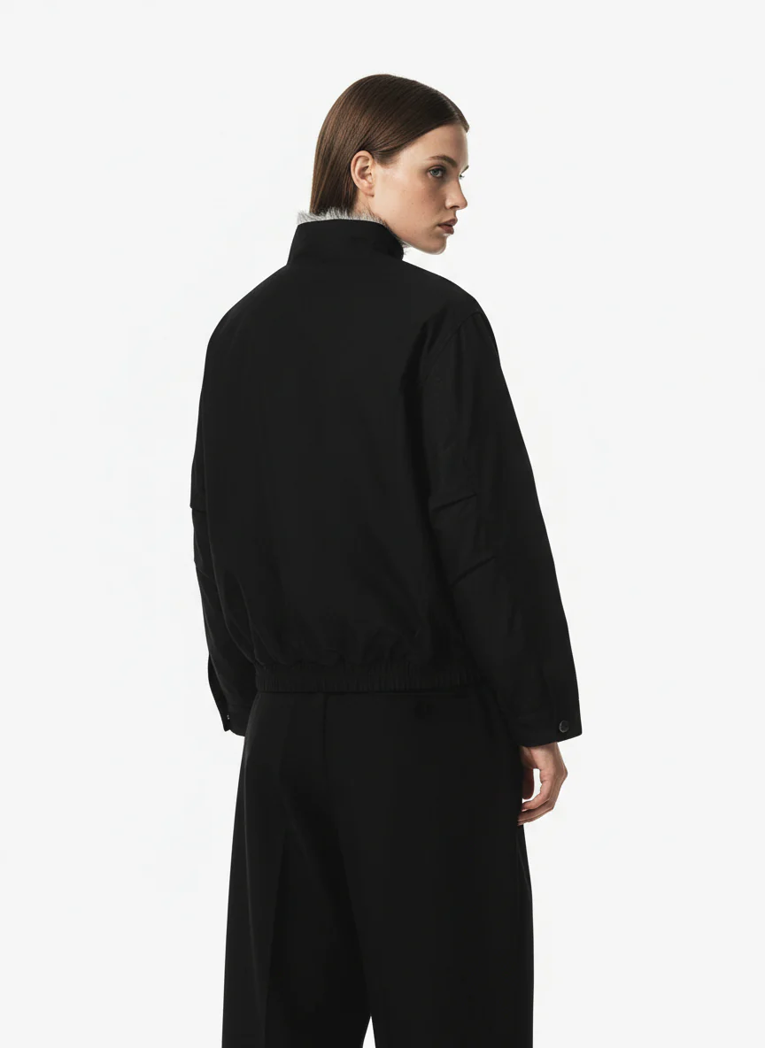 Vintage Stand Collar Fur Lined Bomber Jacket - Image 4