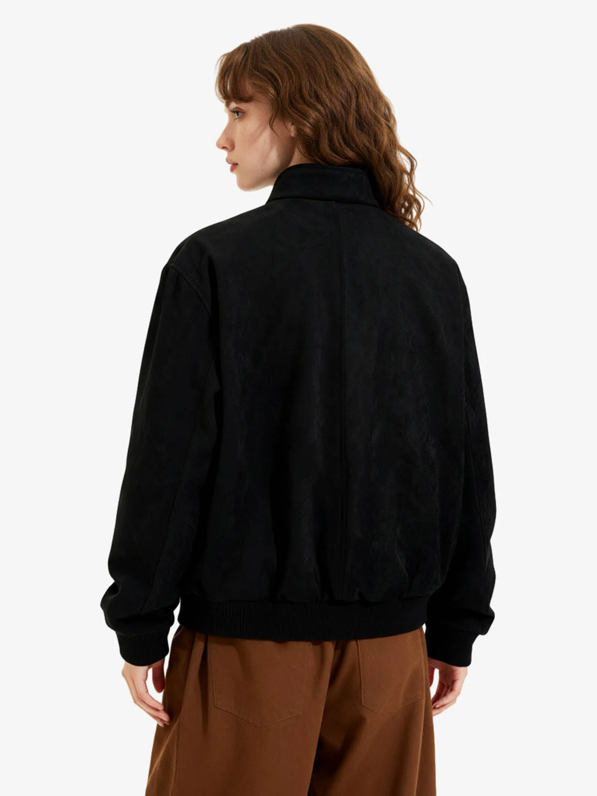 Vintage Stand Collar Metal Button-Structured Bomber Jacket - Image 3