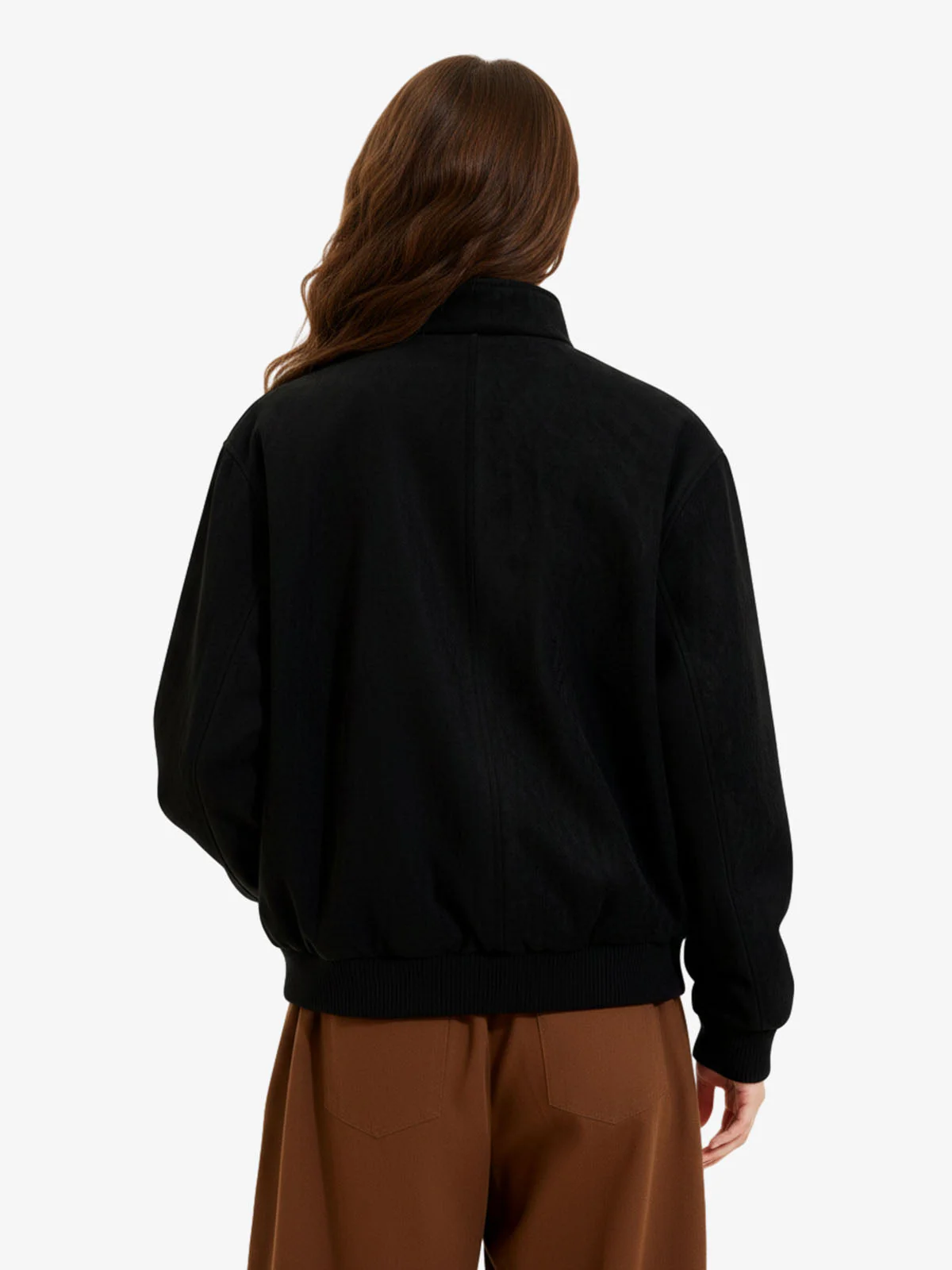 Vintage Stand Collar Metal Button-Structured Bomber Jacket - Image 4