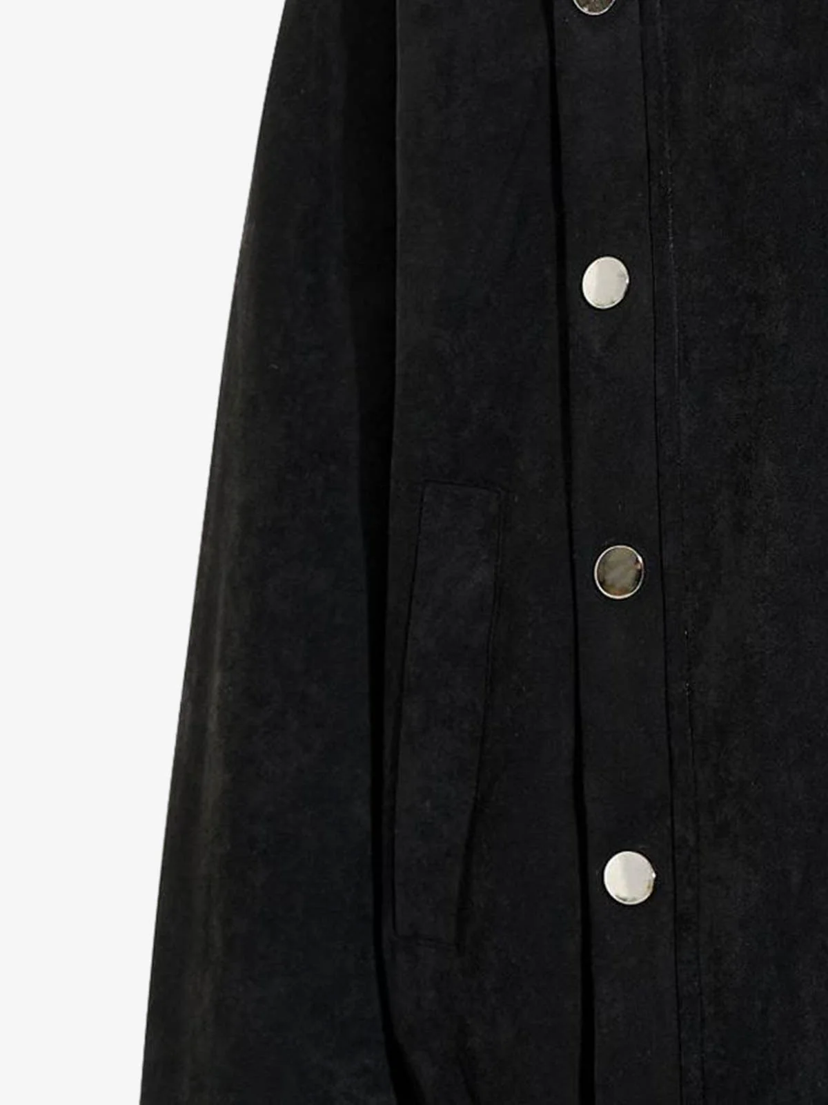 Vintage Stand Collar Metal Button-Structured Bomber Jacket - Image 6