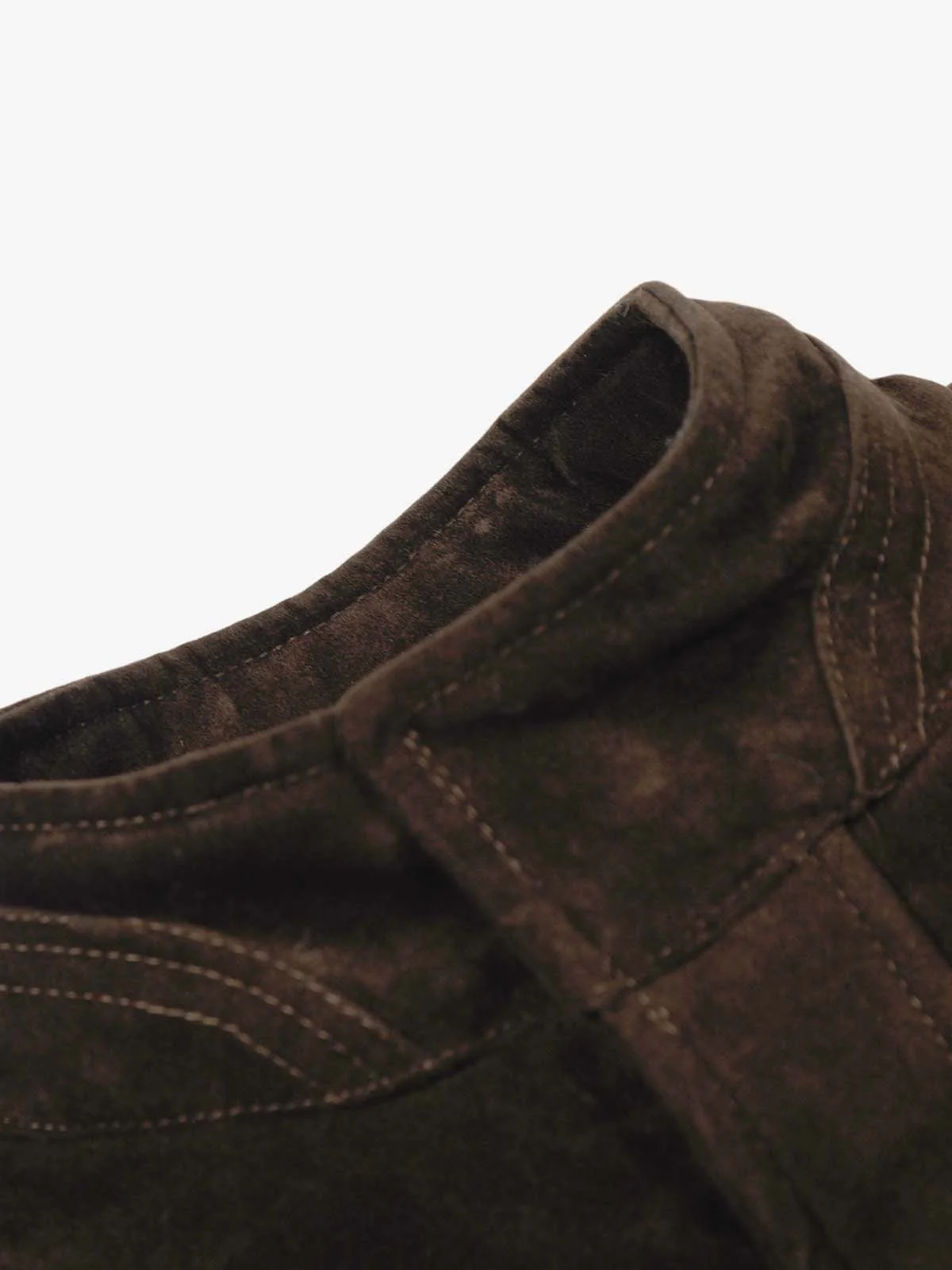 Vintage Suede Embroidered Toggle-Buckle Stand Collar Down Jacket - Image 13