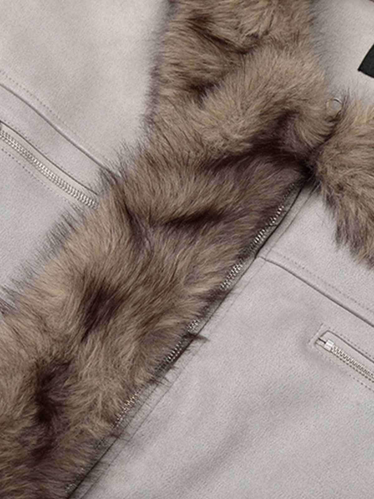 Vintage Suede Faux Fur Lined Aviator Bomber Jacket - Image 12