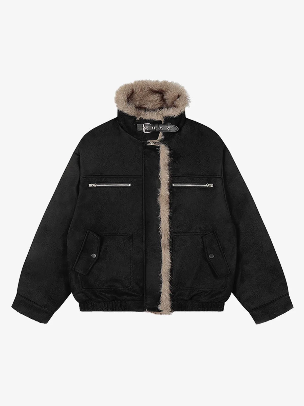 Vintage Suede Faux Fur Lined Aviator Bomber Jacket - Image 2