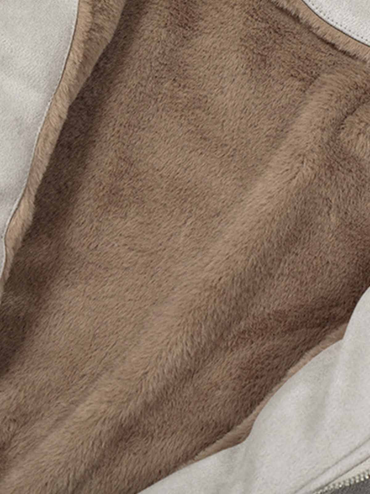 Vintage Suede Faux Fur Lined Aviator Bomber Jacket - Image 7