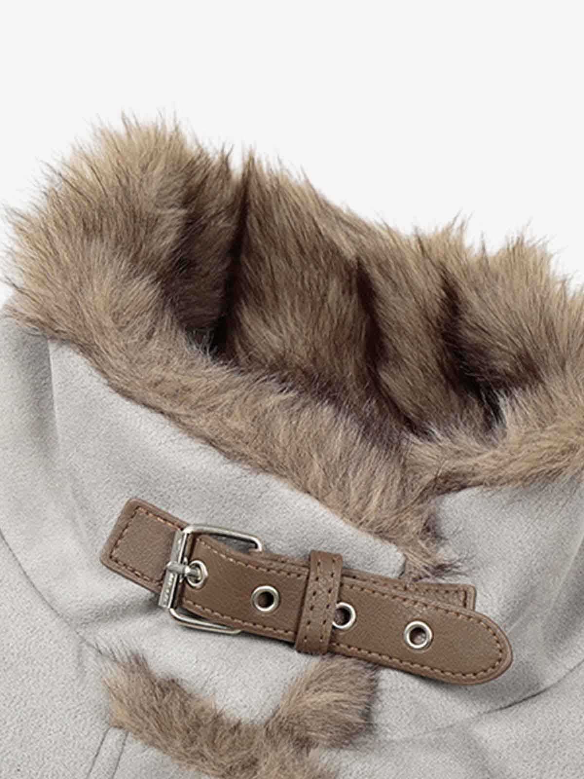 Vintage Suede Faux Fur Lined Aviator Bomber Jacket - Image 9