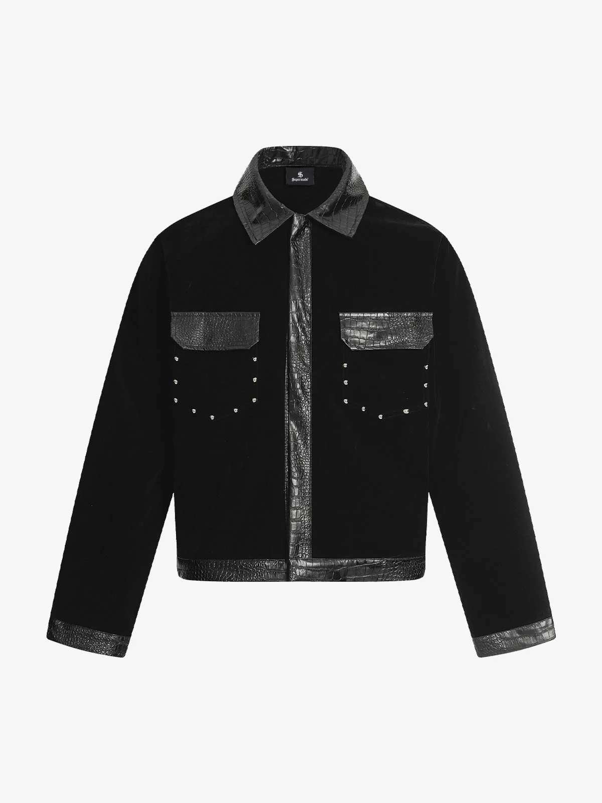 Vintage Suede PU Leather Collar Zip Up Jacket - Image 2