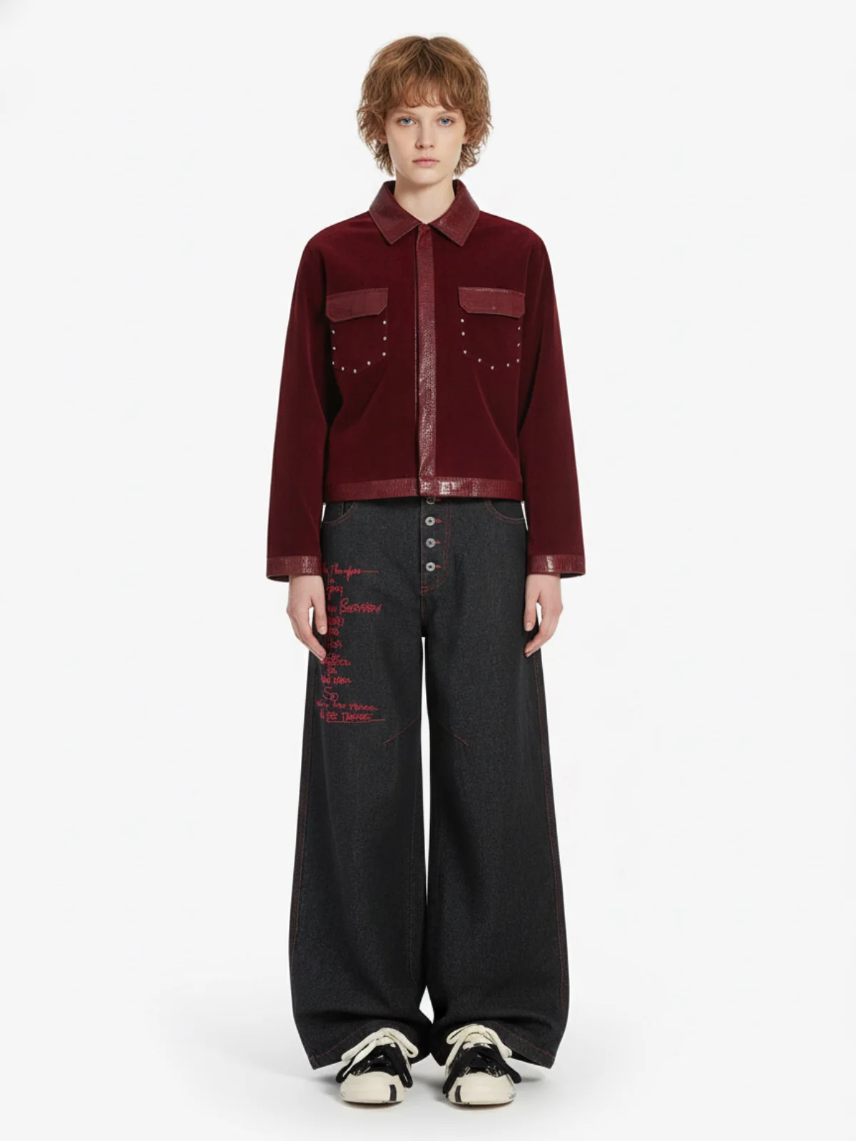 Vintage Suede PU Leather Collar Zip Up Jacket - Image 4