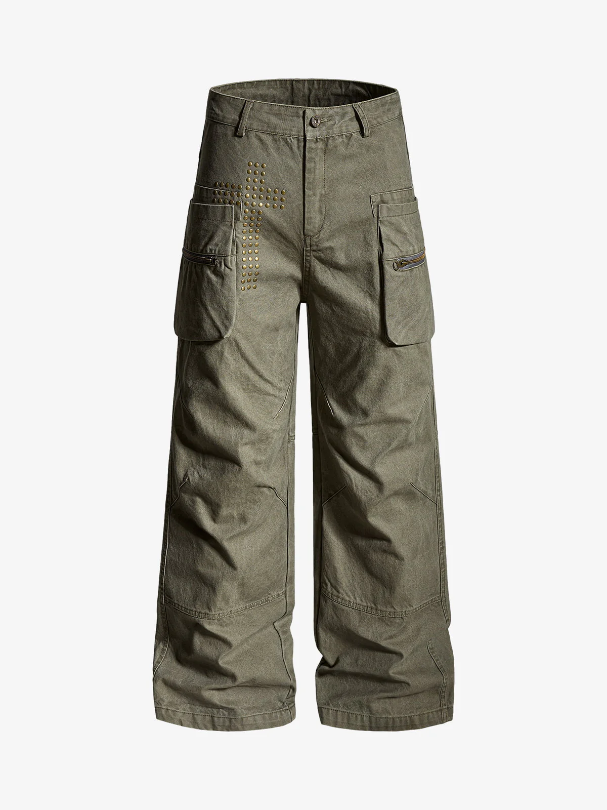 Vintage Utility Studded Cross Straight Leg Pants