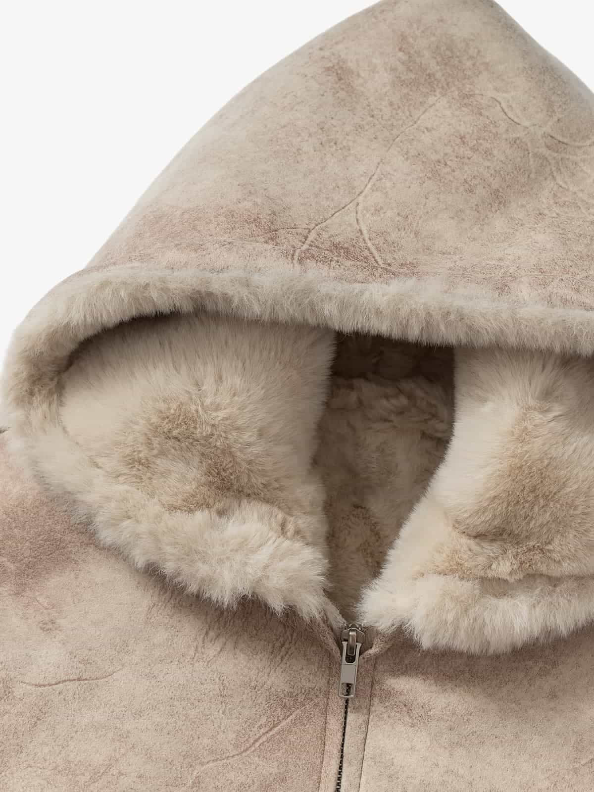 Vintage Velvet Hooded Sherpa-Lined Cotton Jacket - Image 9