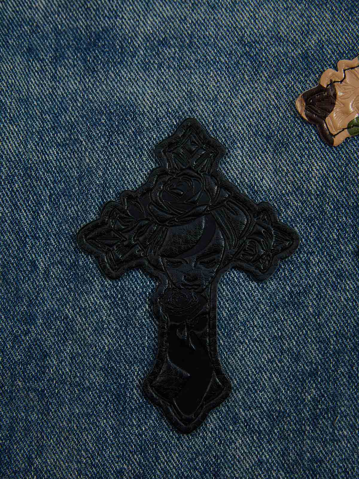 Vintage Wash Camo Cross Applique Distressed Straight Jeans - Image 13