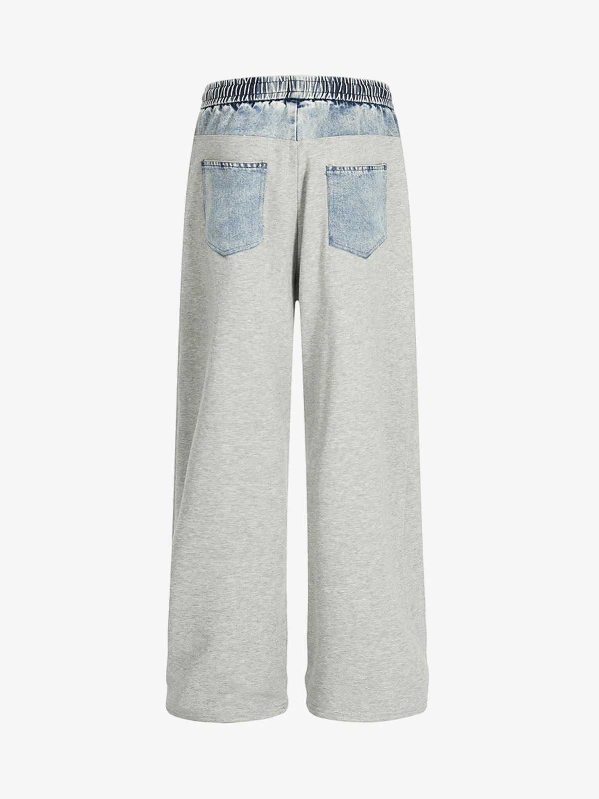 Vintage Wash Denim Waistband Patchwork Sweatpants - Image 2
