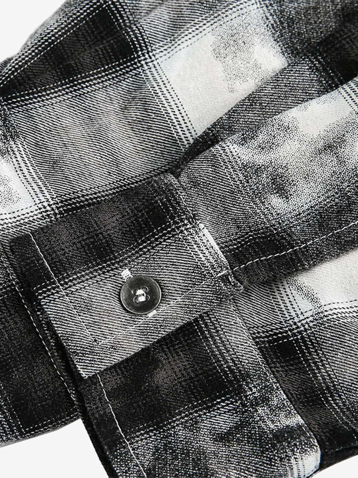Vintage Wash Plaid Spray Dye Raw Hem Shirt - Image 8