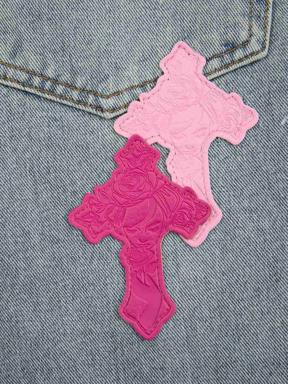 Vintage Washed Cross Patch Straight Leg Denim Jeans - Image 10