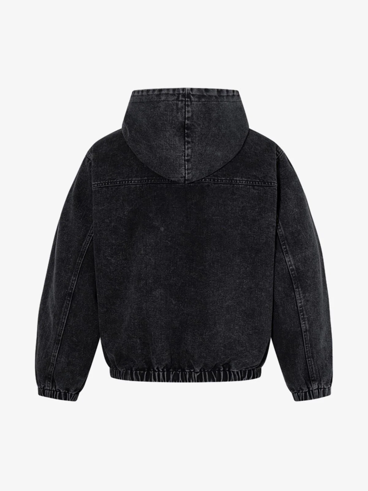 Vintage Washed Denim Metal Toggle Detail Pullover Hoodie - Image 2
