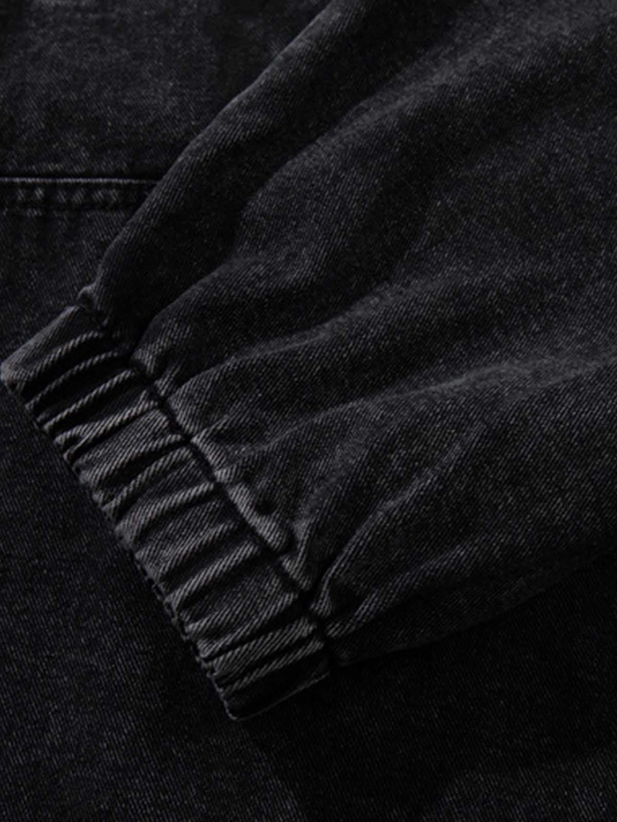 Vintage Washed Denim Metal Toggle Detail Pullover Hoodie - Image 8