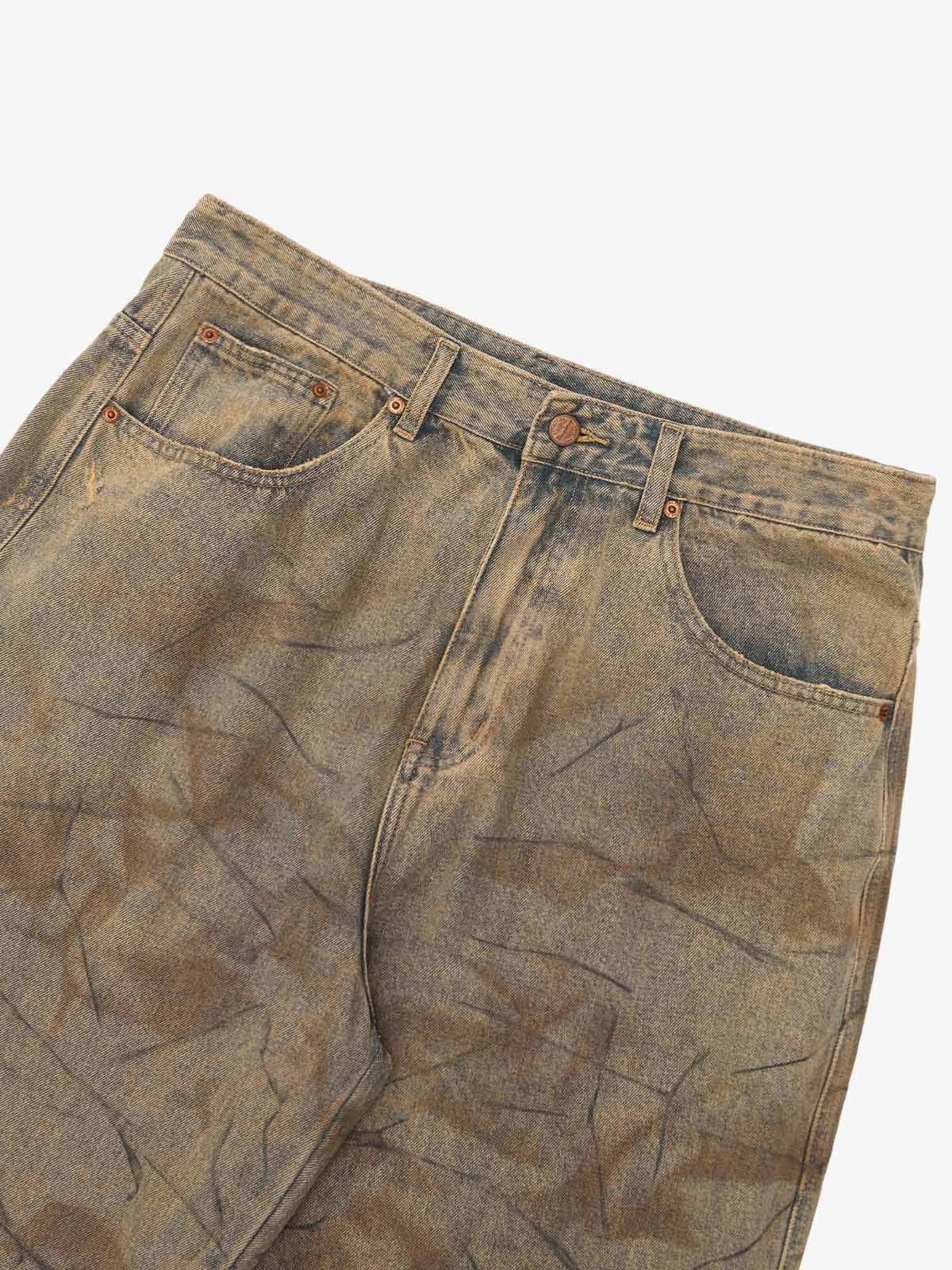 Vintage Washed Distressed Copper-Dyed Jeans - Image 10