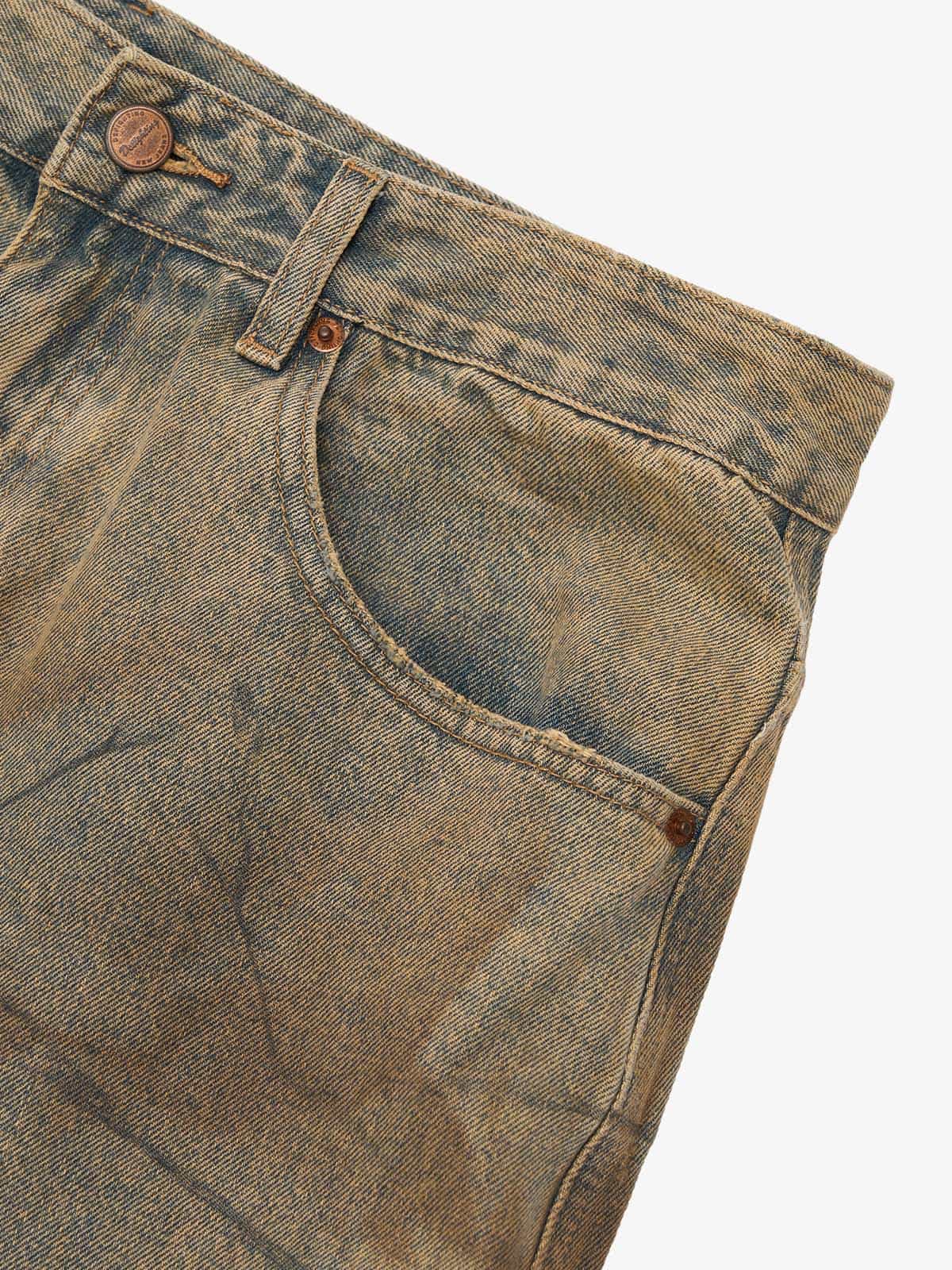 Vintage Washed Distressed Copper-Dyed Jeans - Image 11