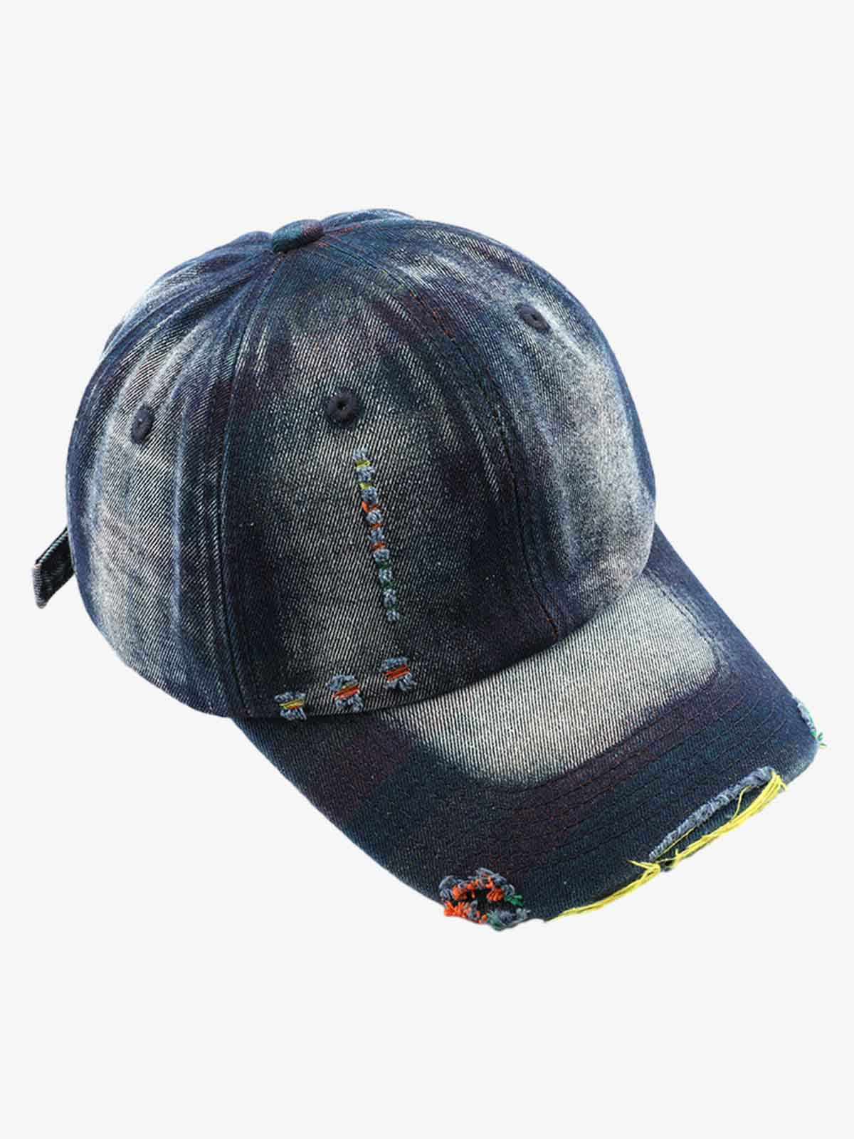 Vintage Washed Distressed Denim Baseball Cap - Image 5