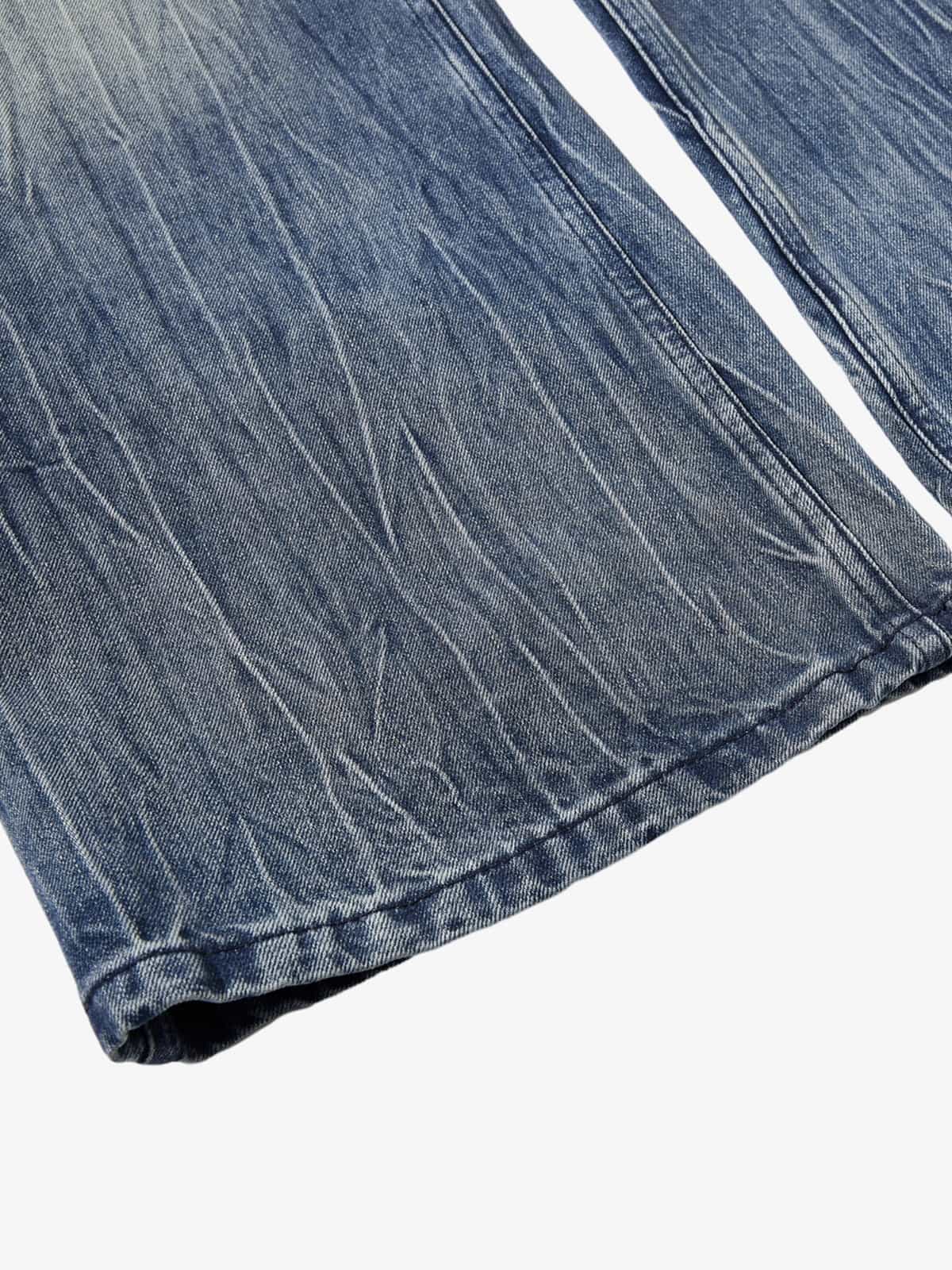 Vintage Washed Distressed Flared Denim Jeans - Image 7