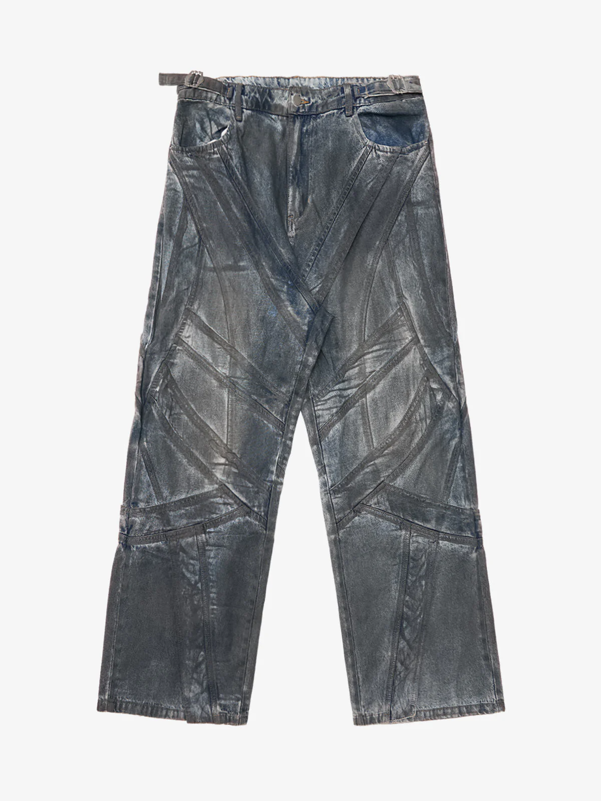 Vintage Washed Distressed Multi-Structure Patchwork Jeans