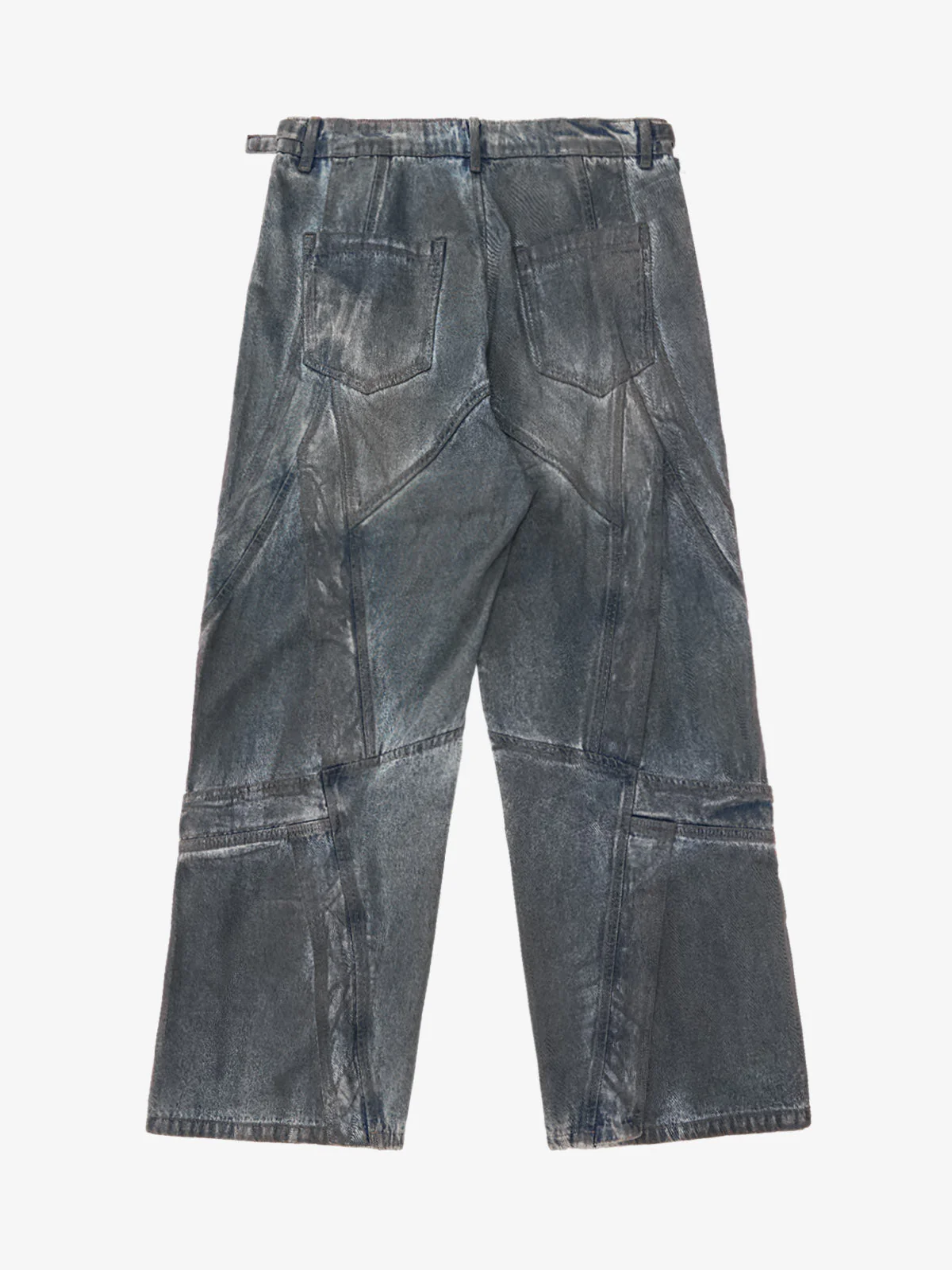 Vintage Washed Distressed Multi-Structure Patchwork Jeans - Image 2
