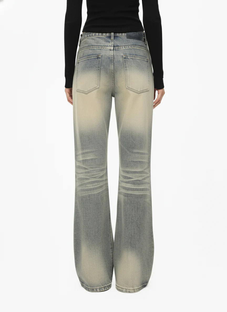 Vintage Washed Flare Jeans - Image 3