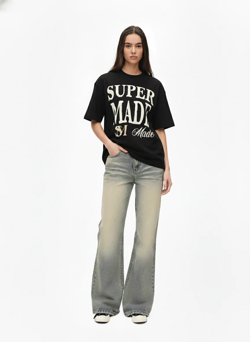 Vintage Washed Flare Jeans - Image 4