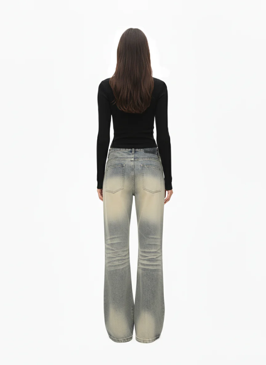 Vintage Washed Flare Jeans - Image 6