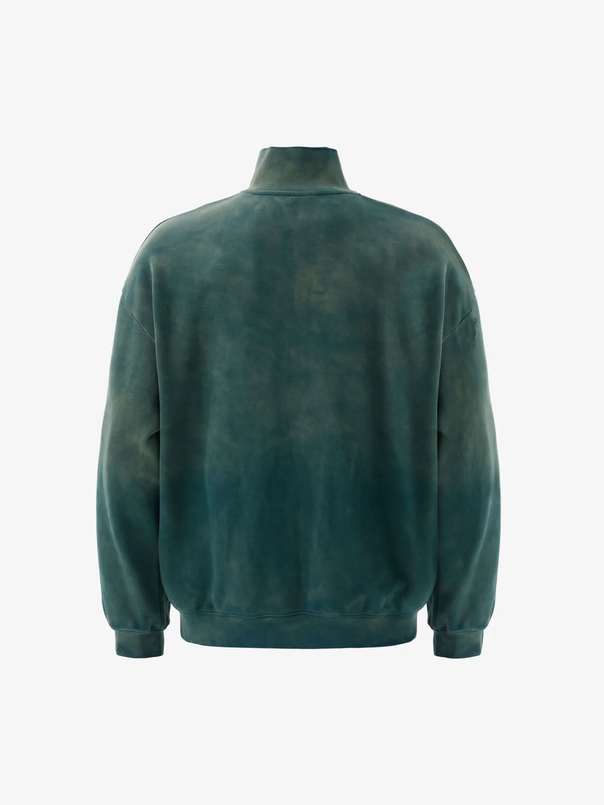 Vintage Washed Gradient Eagle Embroidery Distressed Stand Collar Sweatshirt - Image 7