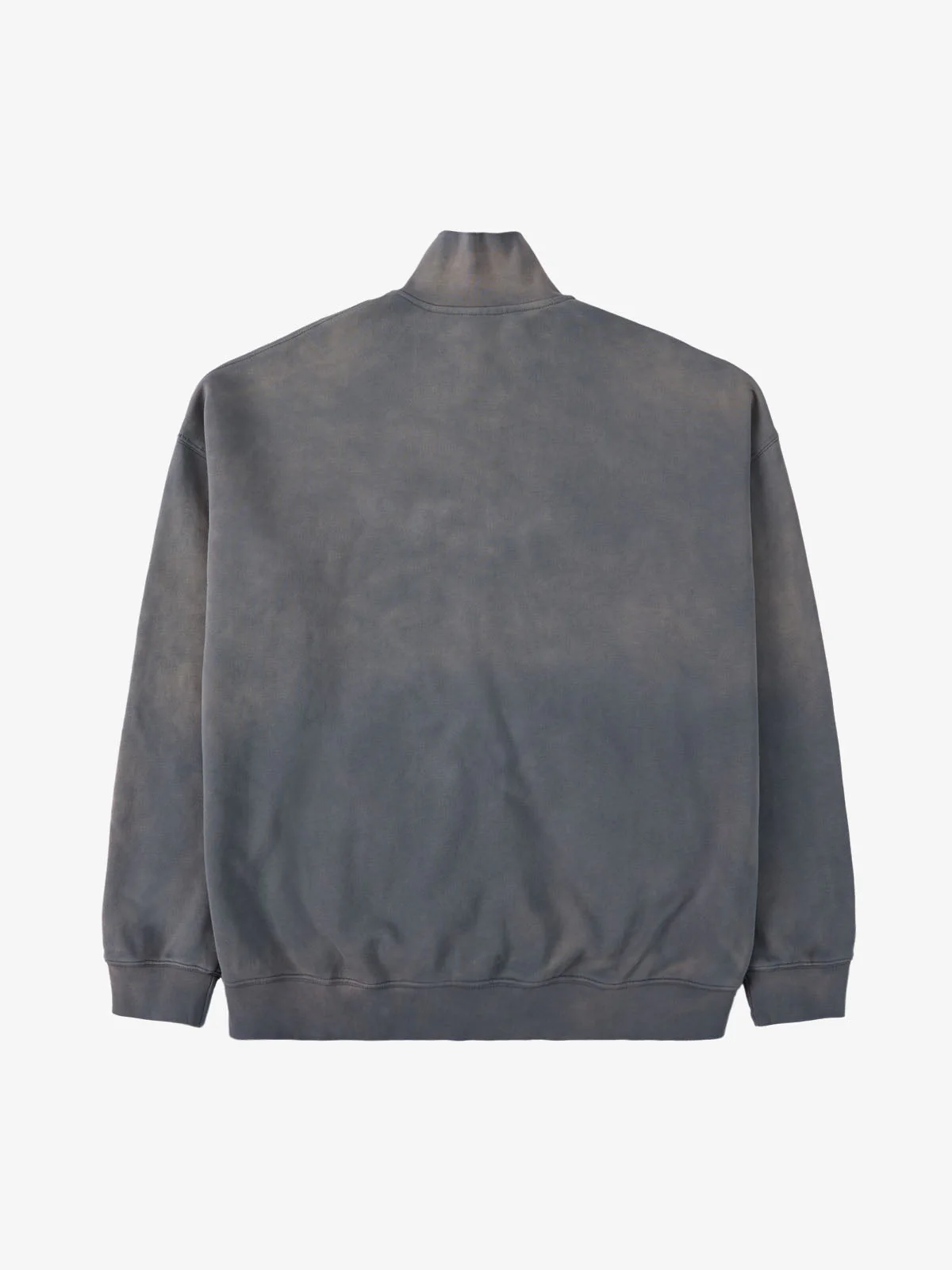 Vintage Washed Gradient Eagle Embroidery Distressed Stand Collar Sweatshirt - Image 8