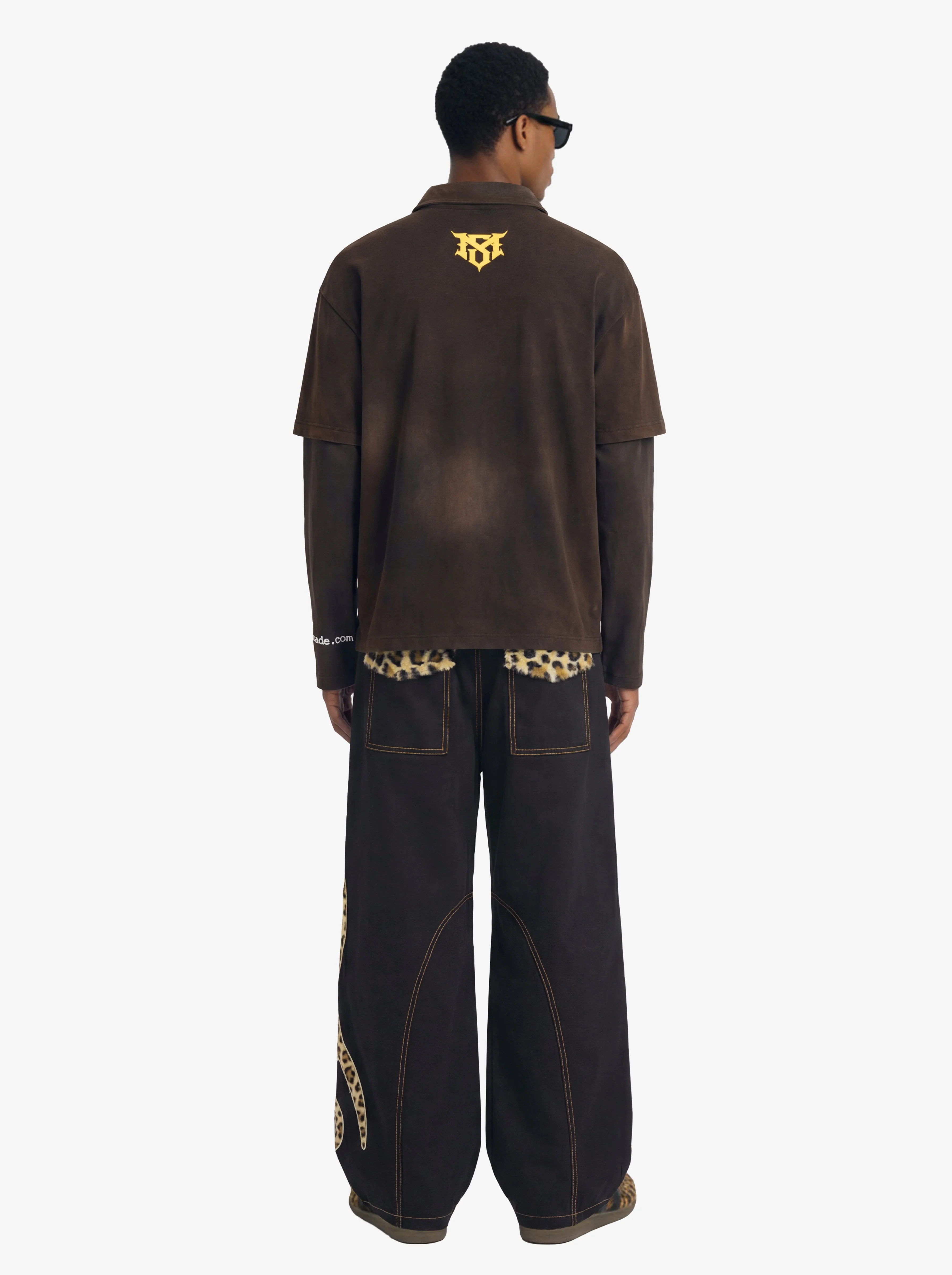 Vintage Washed Layered Polo Graphic Long Sleeve T-Shirt - Image 5