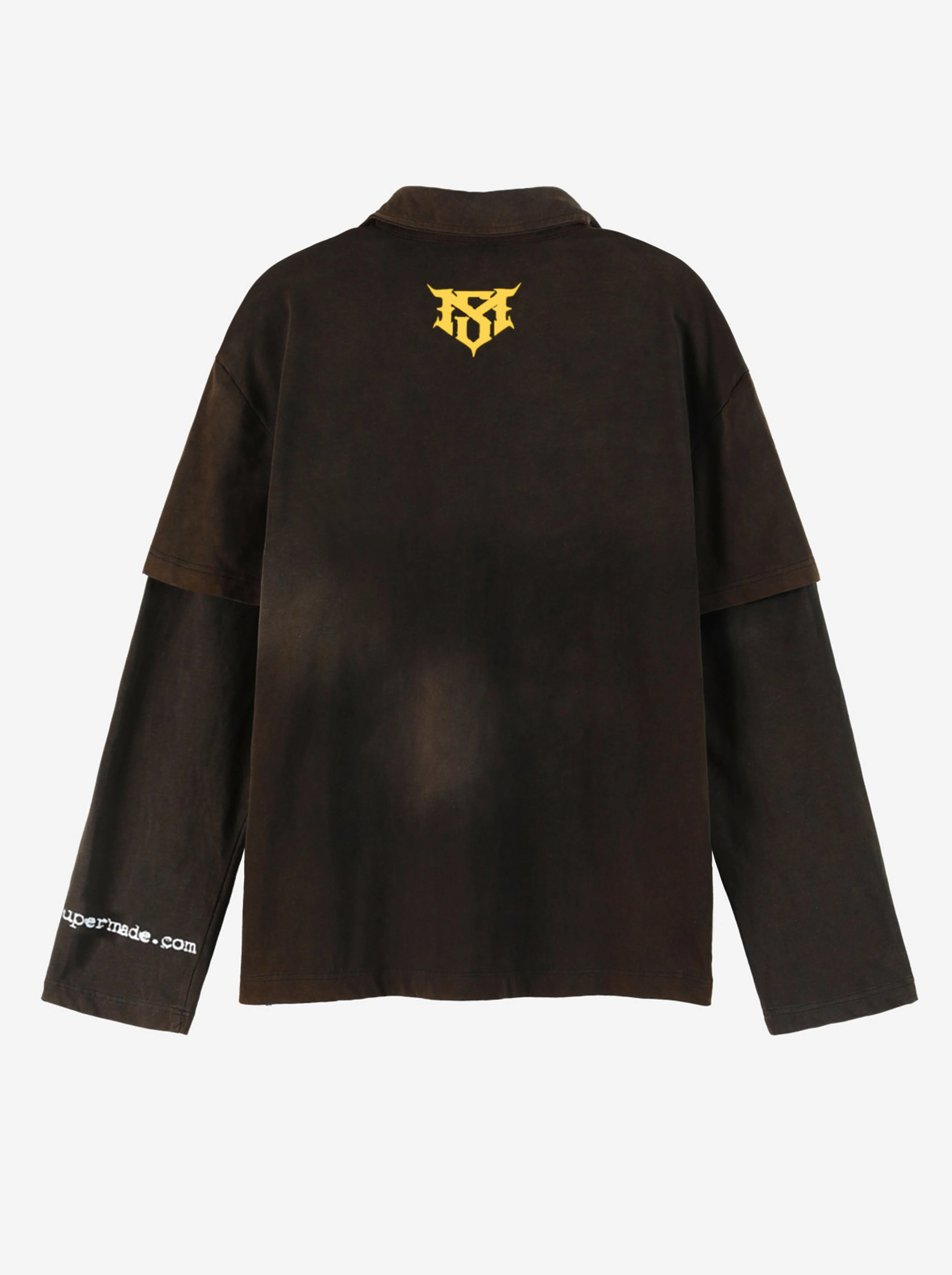 Vintage Washed Layered Polo Graphic Long Sleeve T-Shirt - Image 6