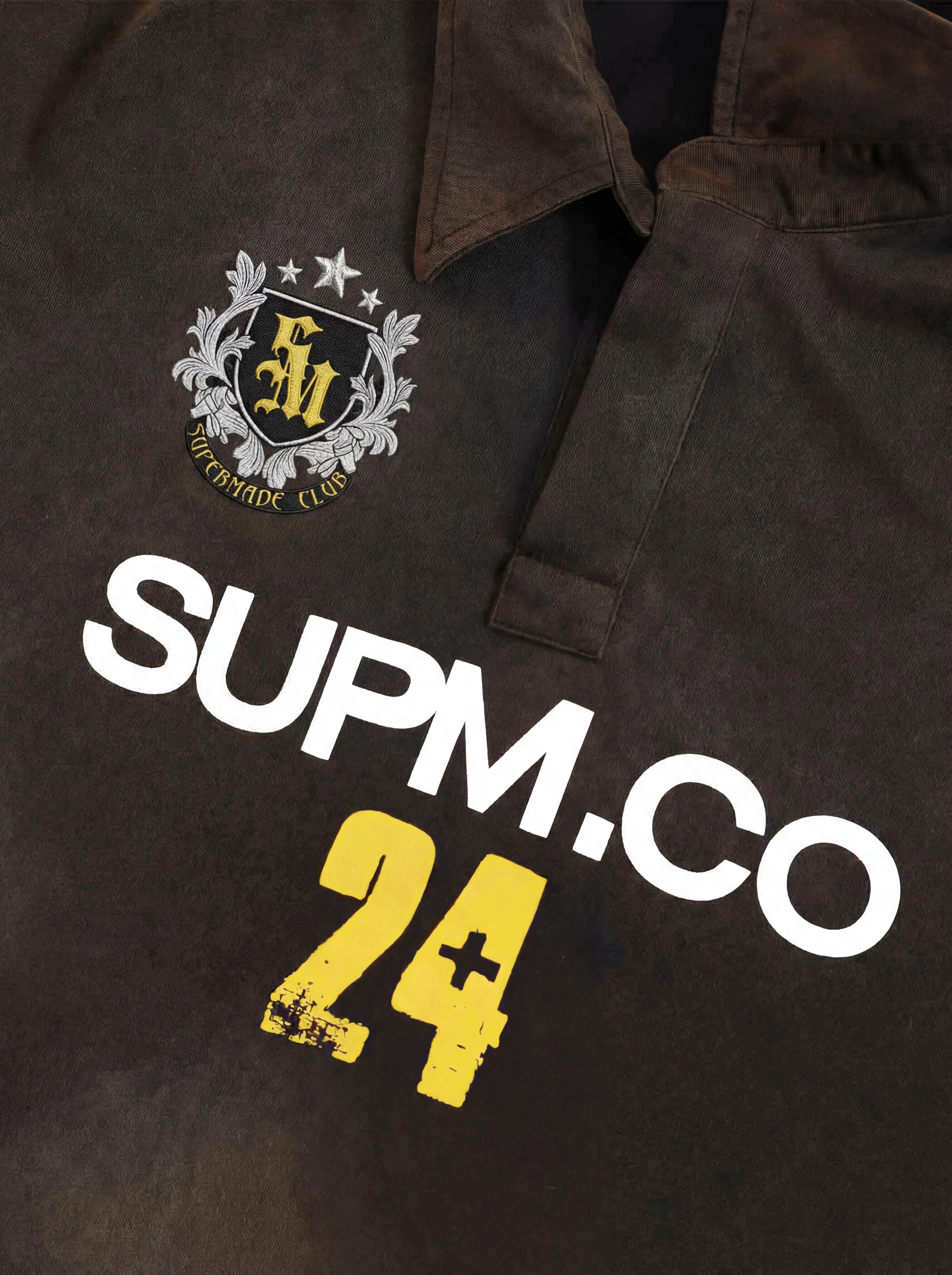 Vintage Washed Layered Polo Graphic Long Sleeve T-Shirt - Image 7