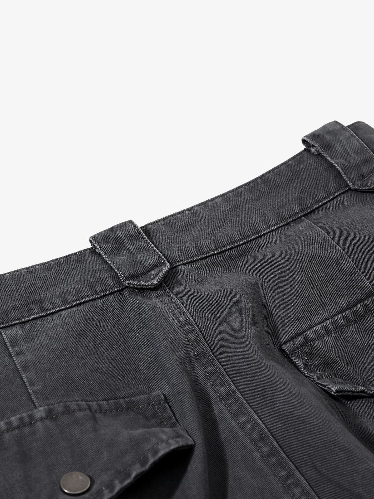 Vintage Washed Multi-Pocket Adjustable Strap Flare Cargo Pants - Image 6