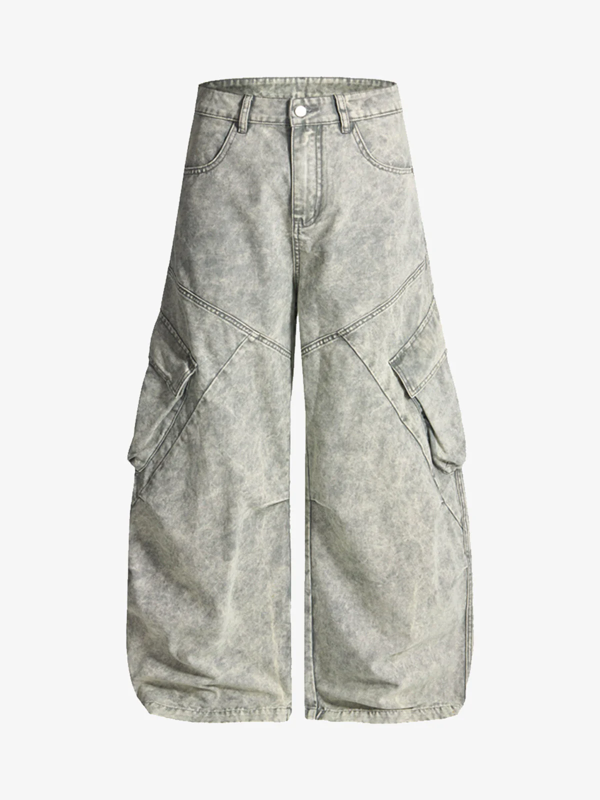Vintage Washed Multi-Pocket Barrel Jeans - Image 2