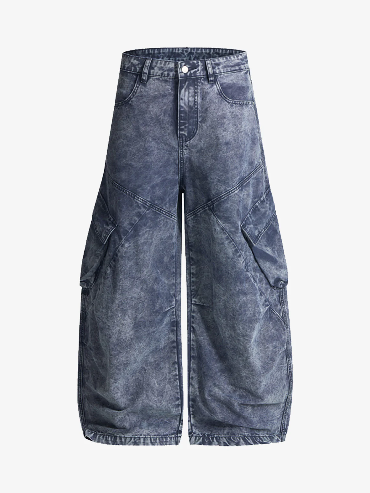 Vintage Washed Multi-Pocket Barrel Jeans - Image 8