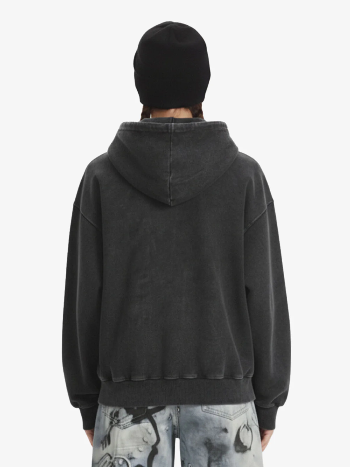 Vintage Washed Panel Construction Zip-Up Hoodie - Image 3