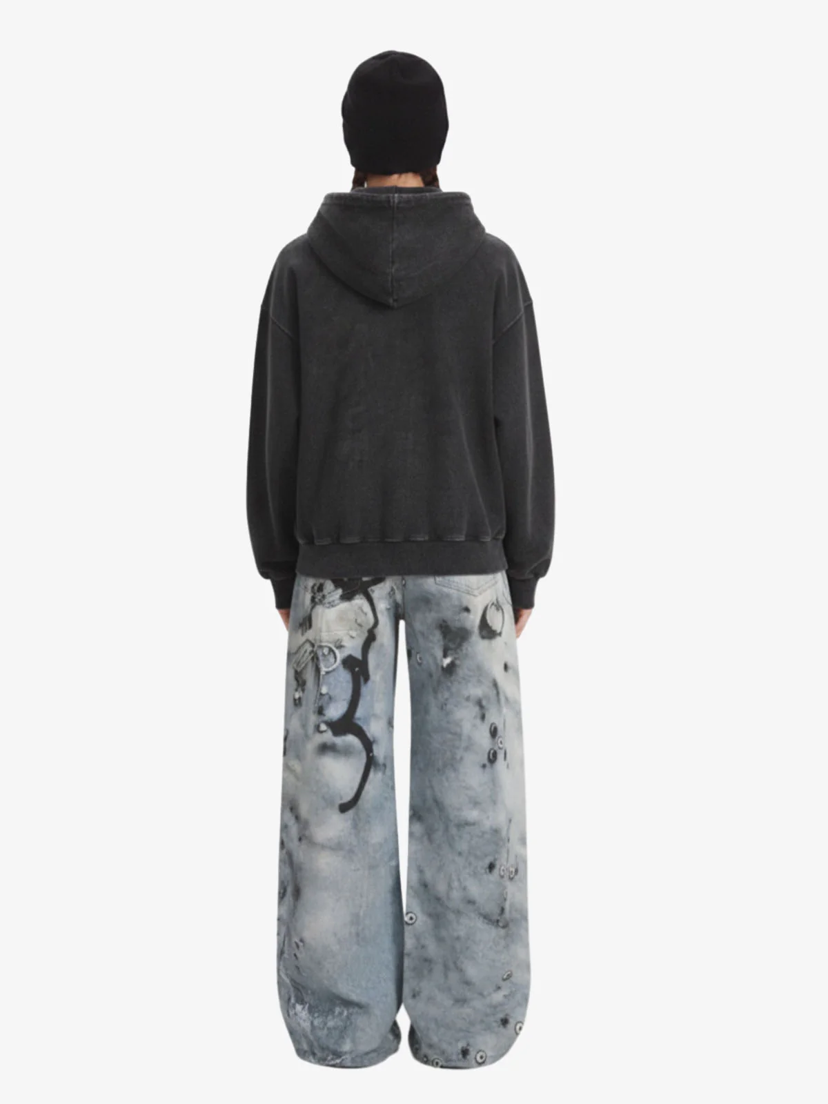 Vintage Washed Panel Construction Zip-Up Hoodie - Image 5